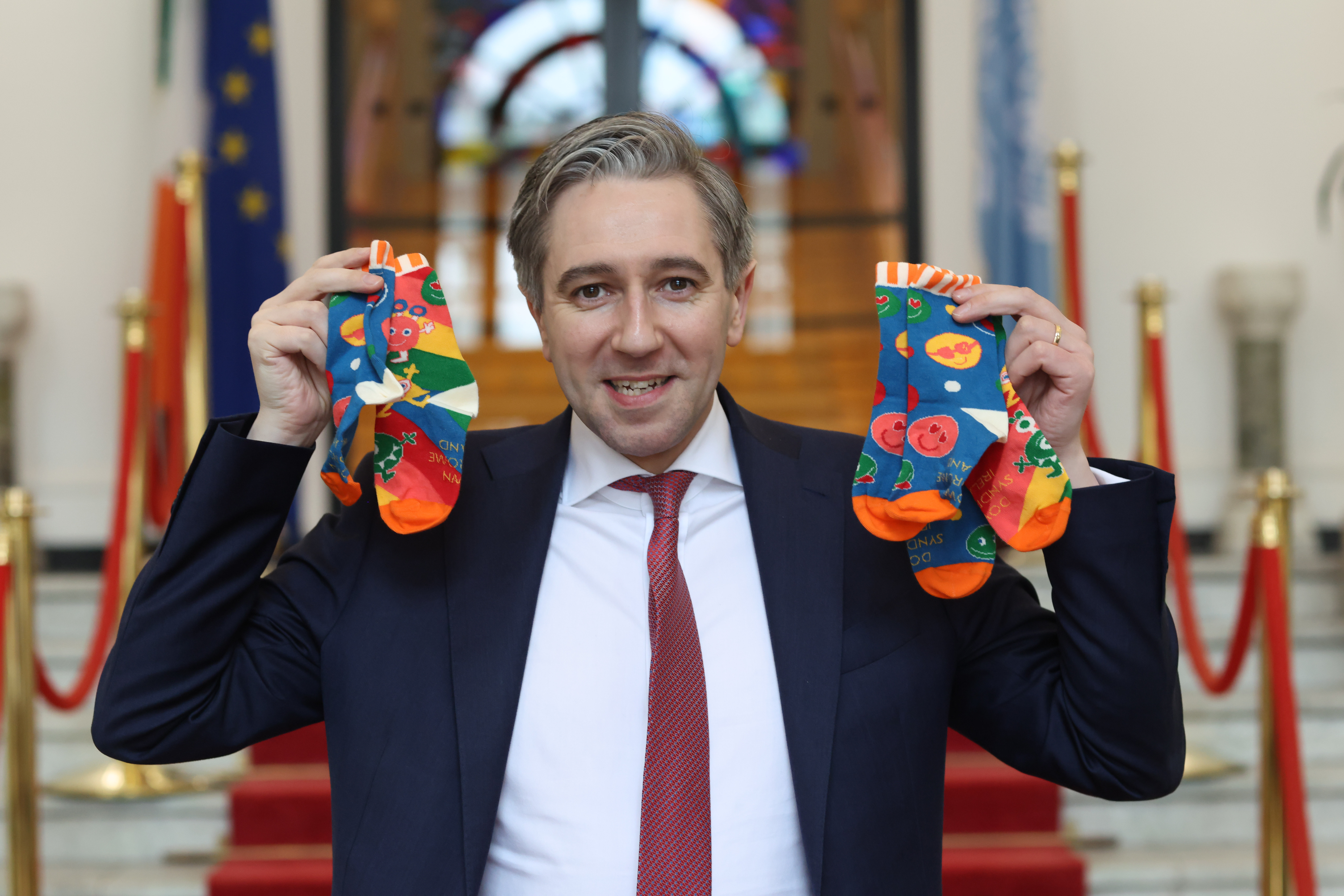 Tanaiste Simon Harris with Lots of Socks